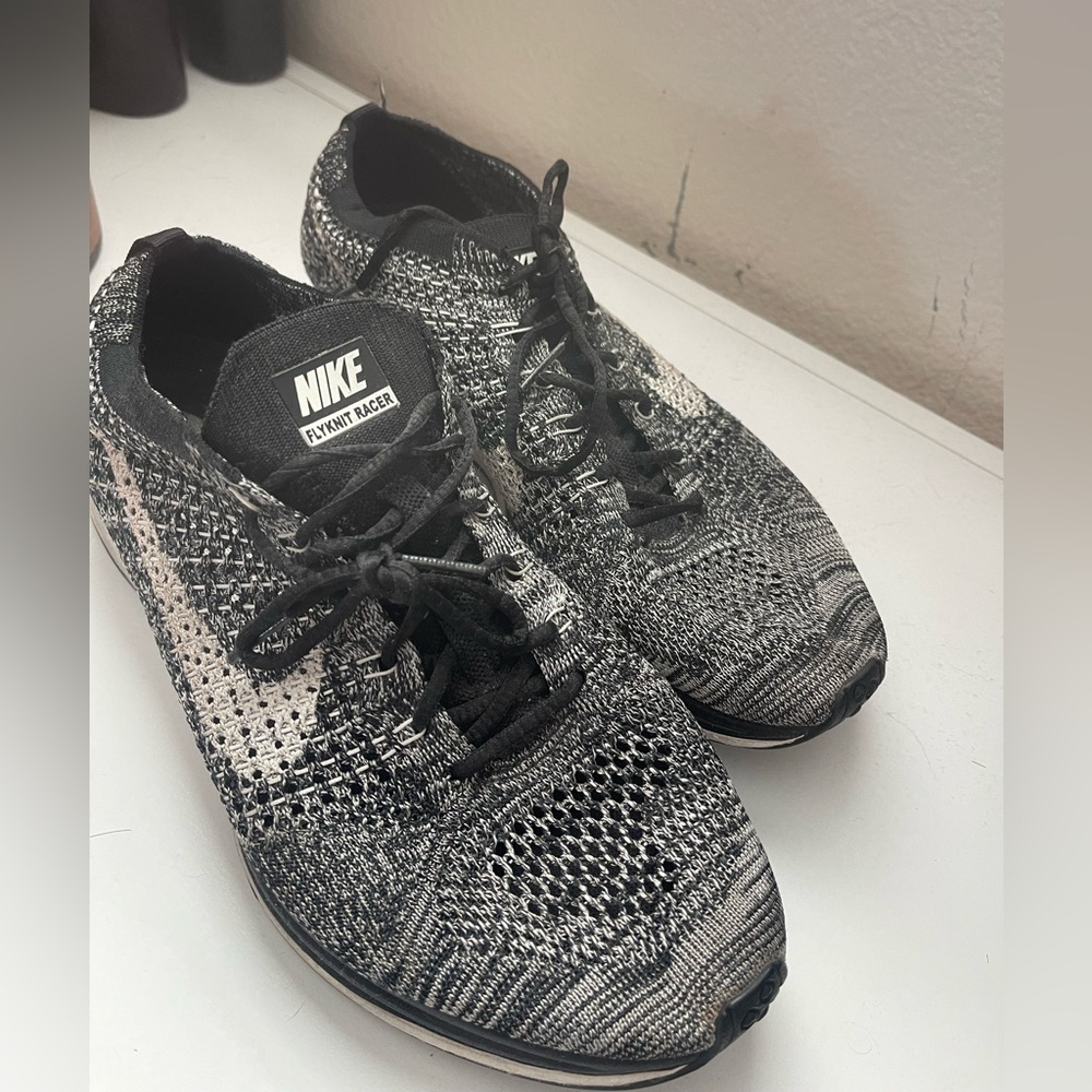 Nike Flyknit Racer Gray and Black Shoes